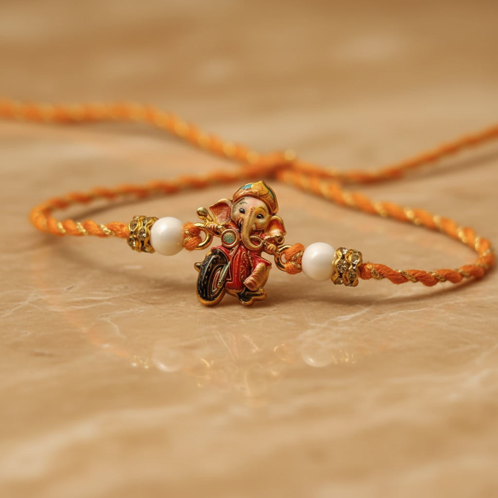 Ganesha Motorbike Rakhi - Enhanced
