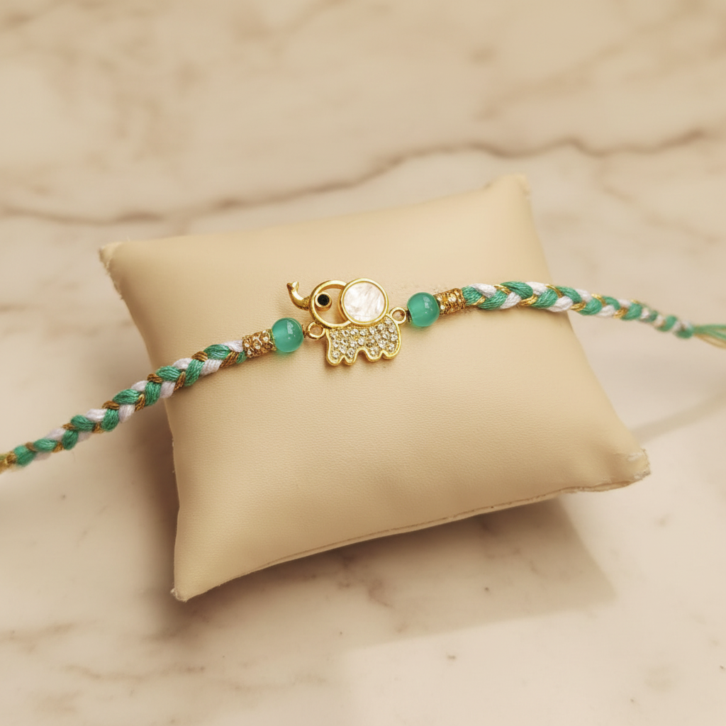 Mint Elephant Rakhi - Enhanced
