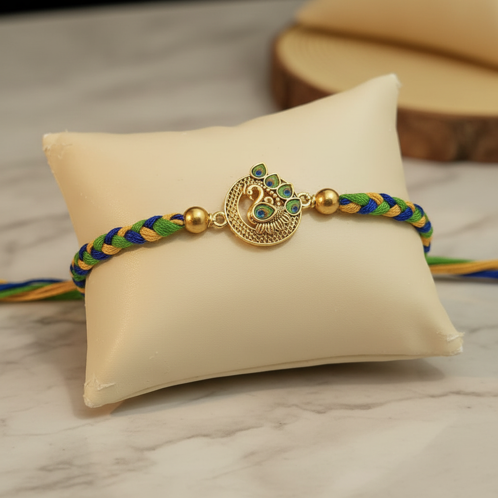 Peacock Disc Rakhi - Enhanced